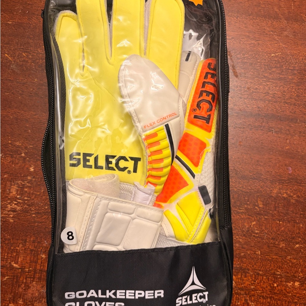 SELECT Yellow and White Goalkeeper Gloves size 8